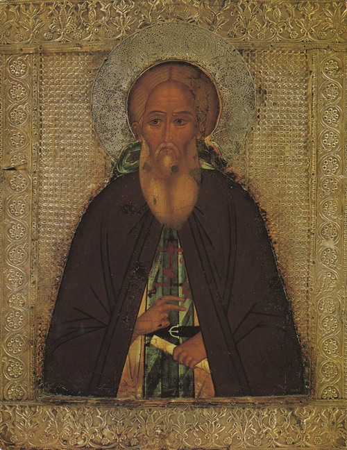 Преподобный Сергий Радонежский. Икона второй половины XVI века из собрания Сергиево-Посадского музея.